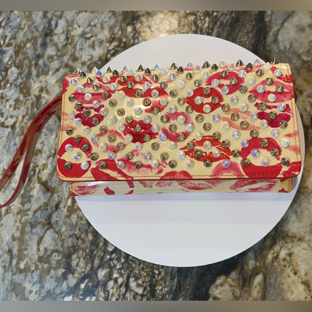 Christian Louboutin Studded Lip Print Wristlet!!! EUC!!!